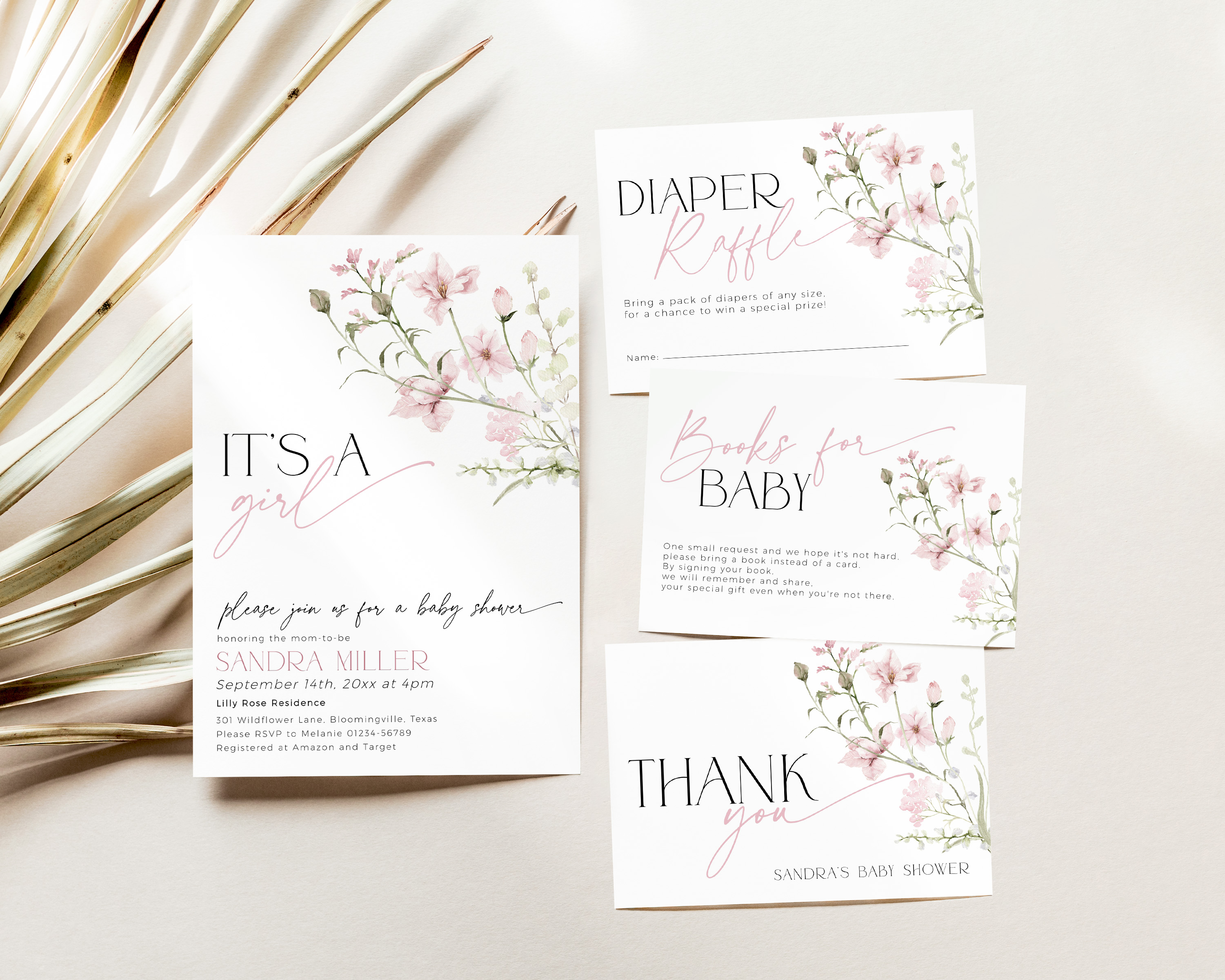 BBB90-01 Invitation Bundle - Dusty Pink Florals design preview