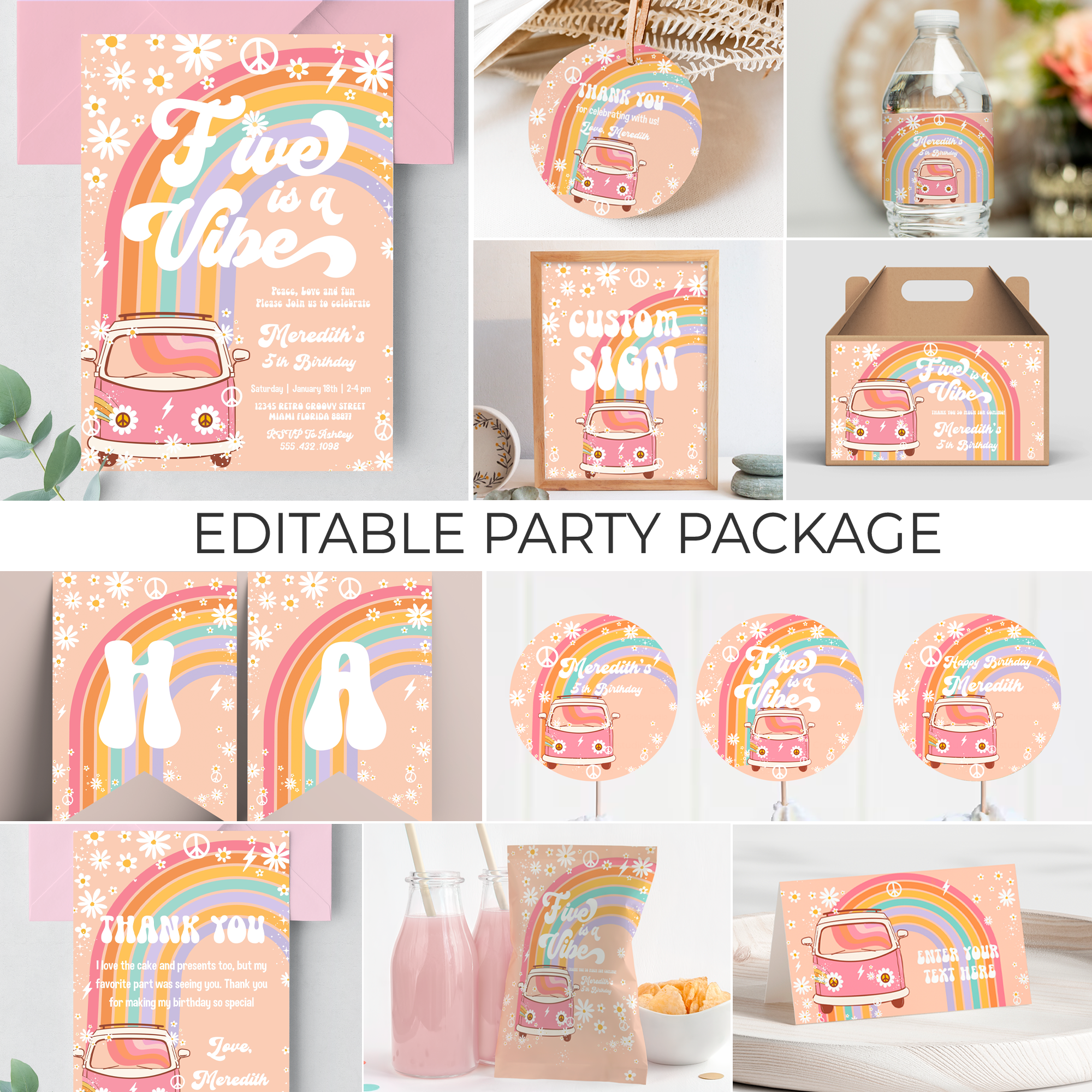 G205 - Five Is A Vibe Birthday Package design preview