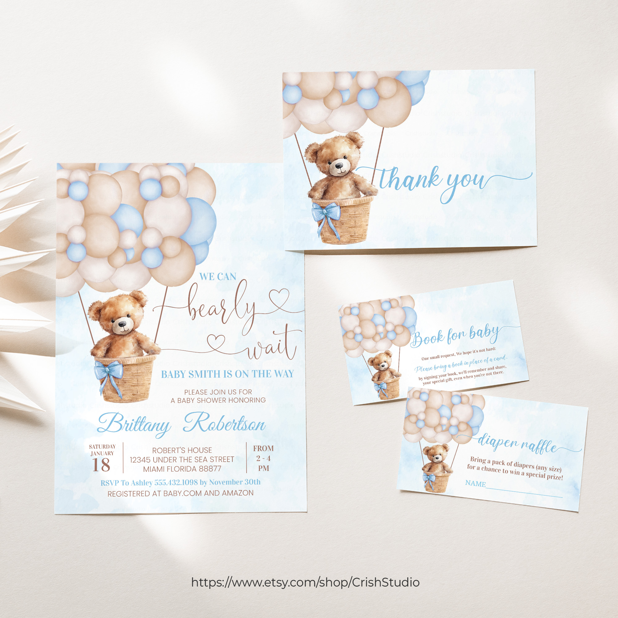 T101 - Bear Baby Shower Set design preview