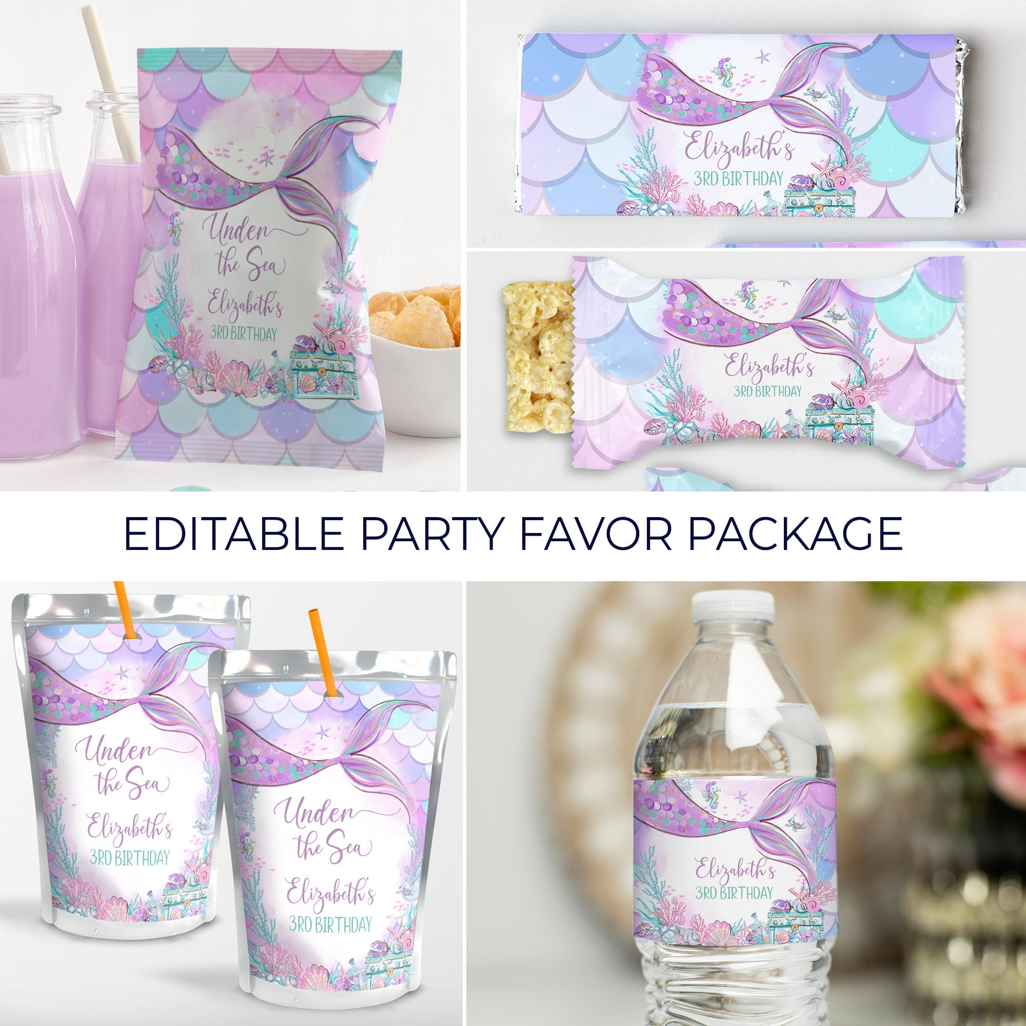 M304-Mermaid Party Favor Package design preview