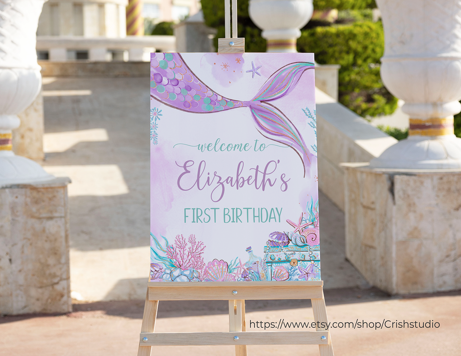 M101-Mermaid Welcome Sign (16 X 20", 18 X 24", and 24 X 36") design preview