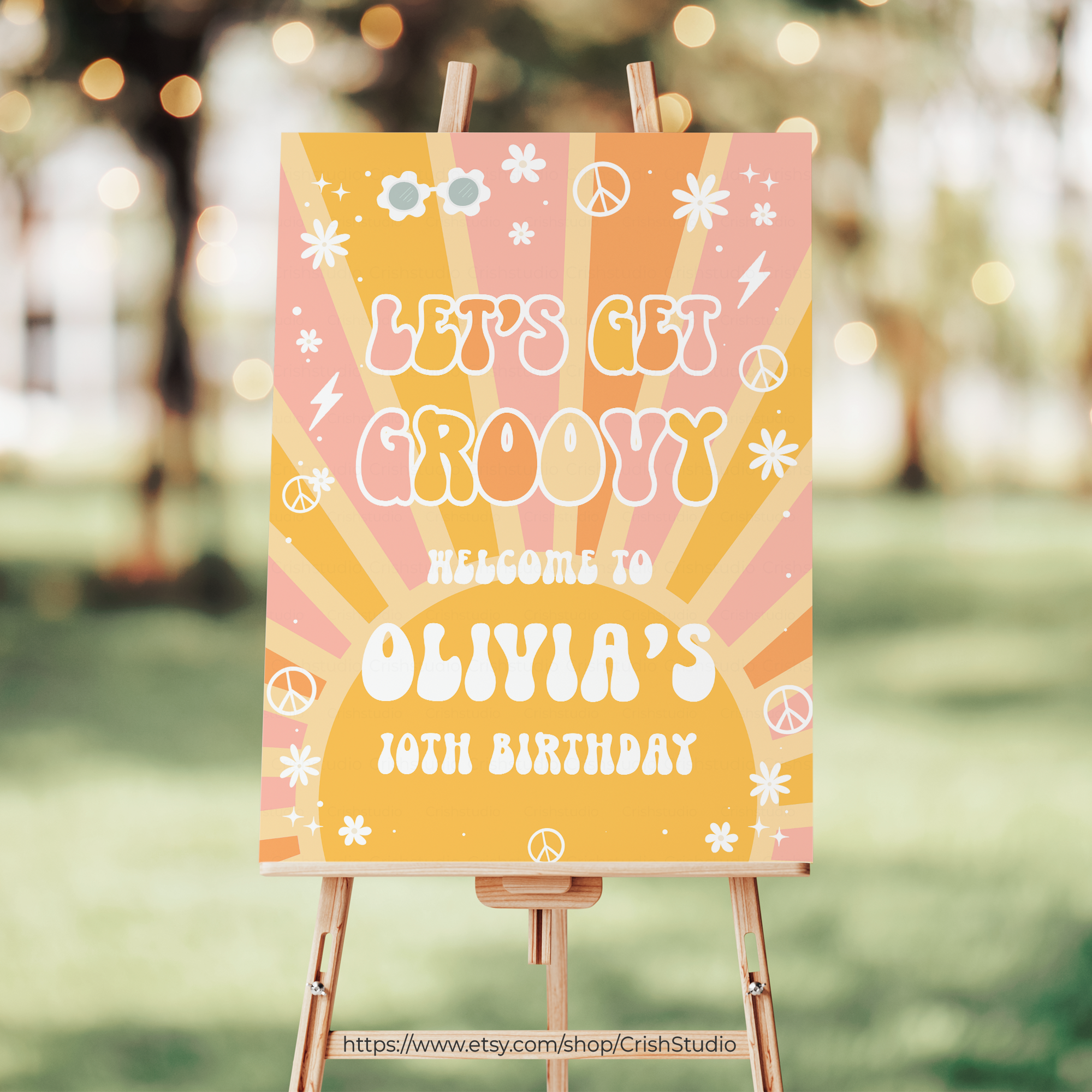 G116 - Groovy Welcome Sign (16 X 20", 18 X 24", and 24 X 36") design preview
