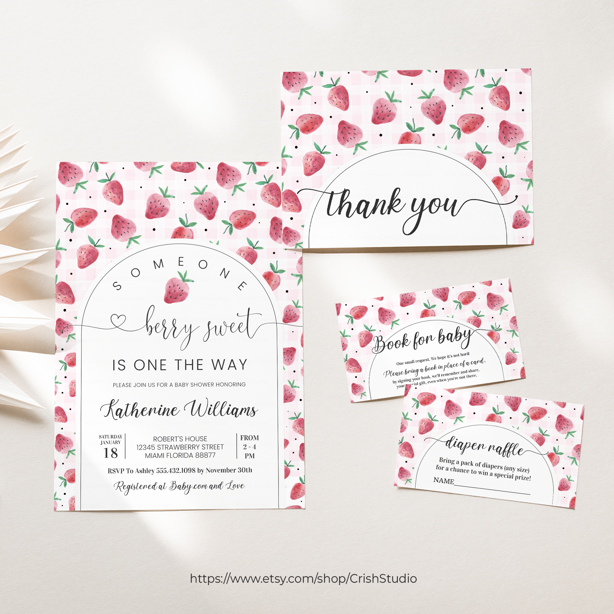 BS06 - Strawberry Baby Shower Set design preview