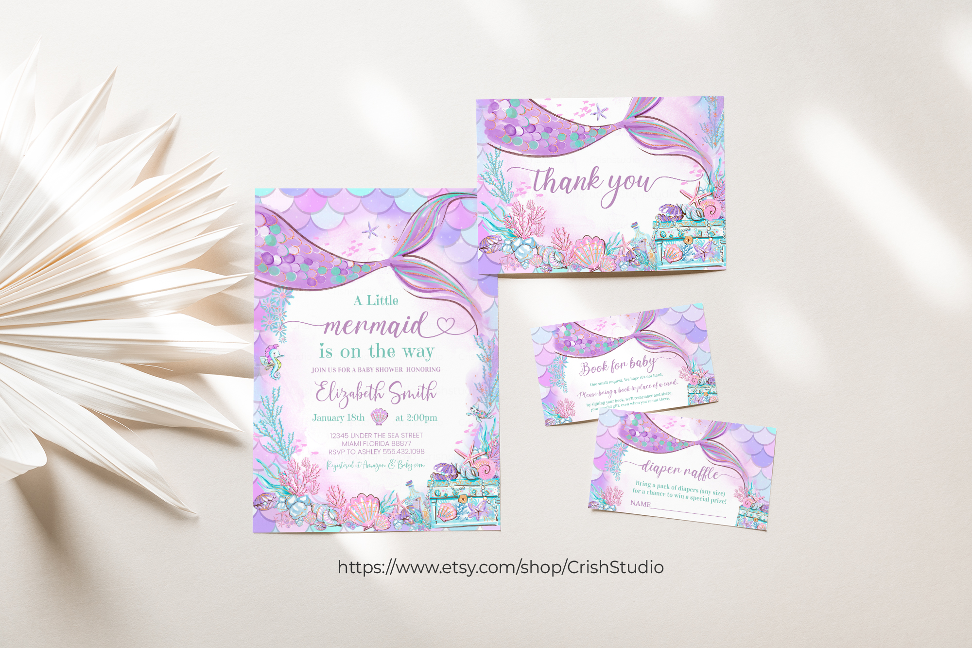 M303-Mermaid Baby Shower Set design preview