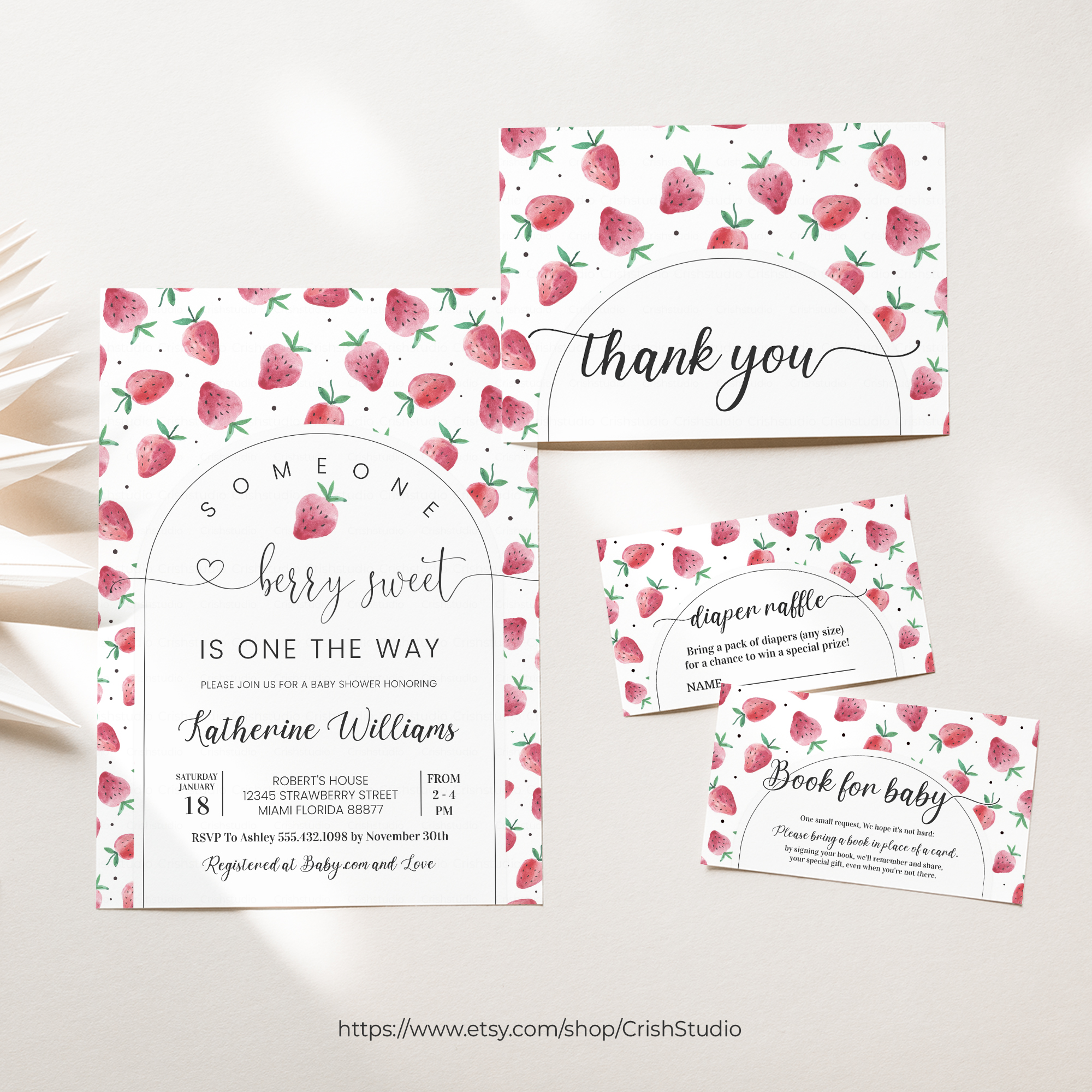 BS05 - Strawberry Baby Shower Set design preview