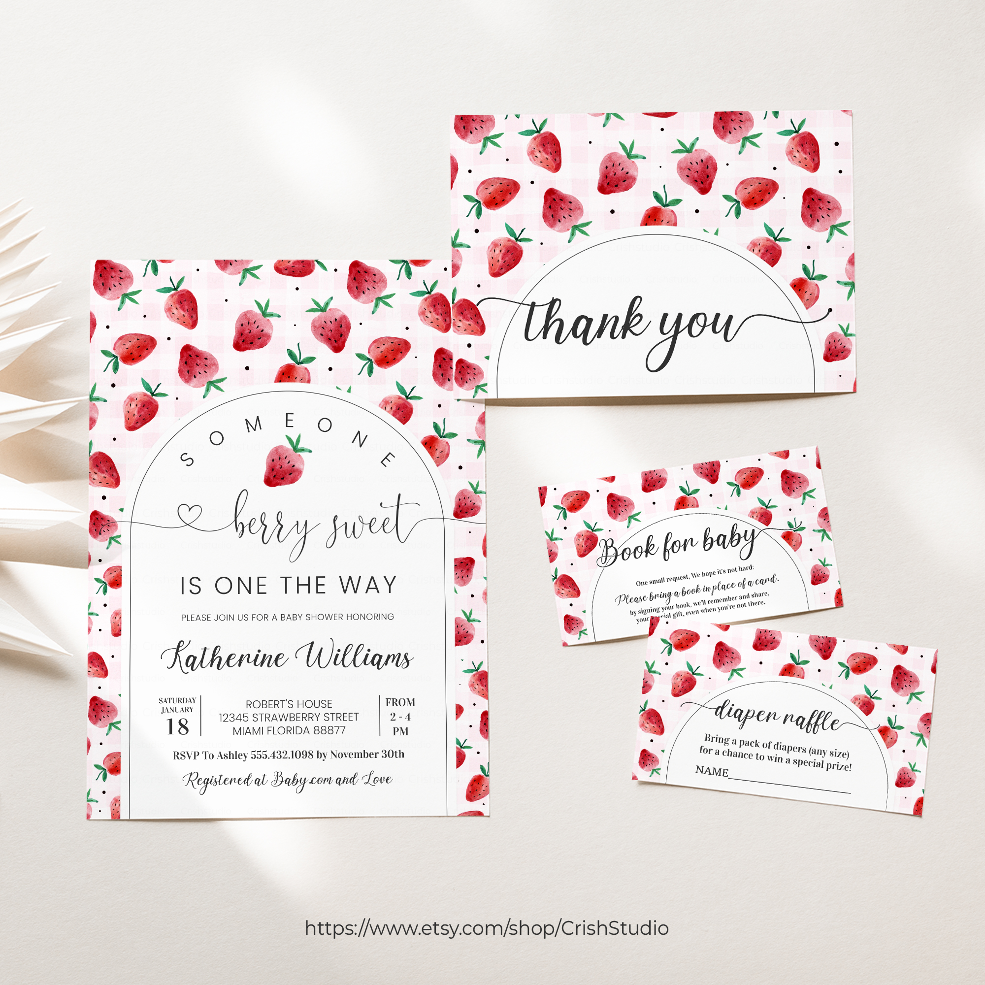 BS08 - Strawberry Baby Shower Set design preview