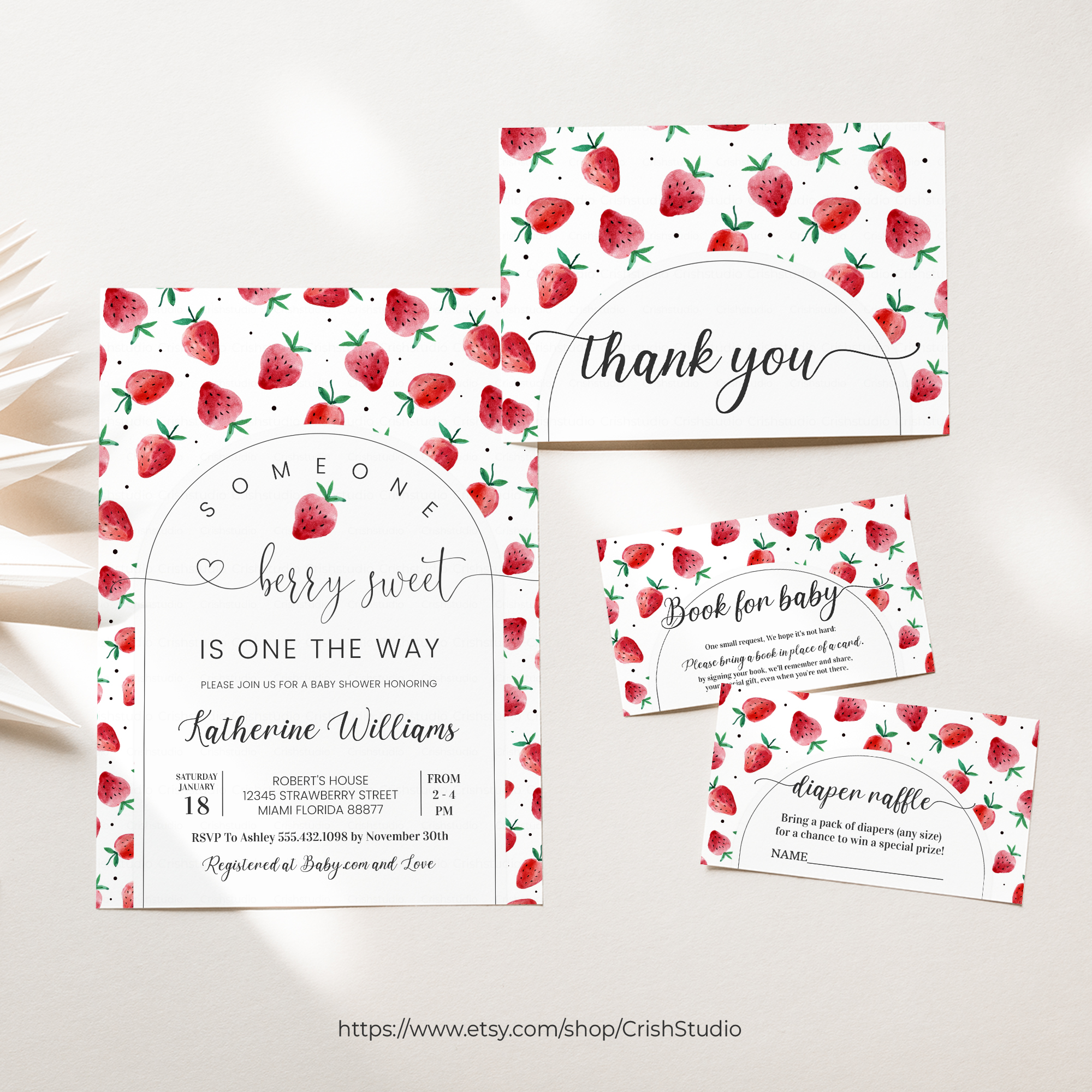 BS07 - Strawberry Baby Shower Set design preview