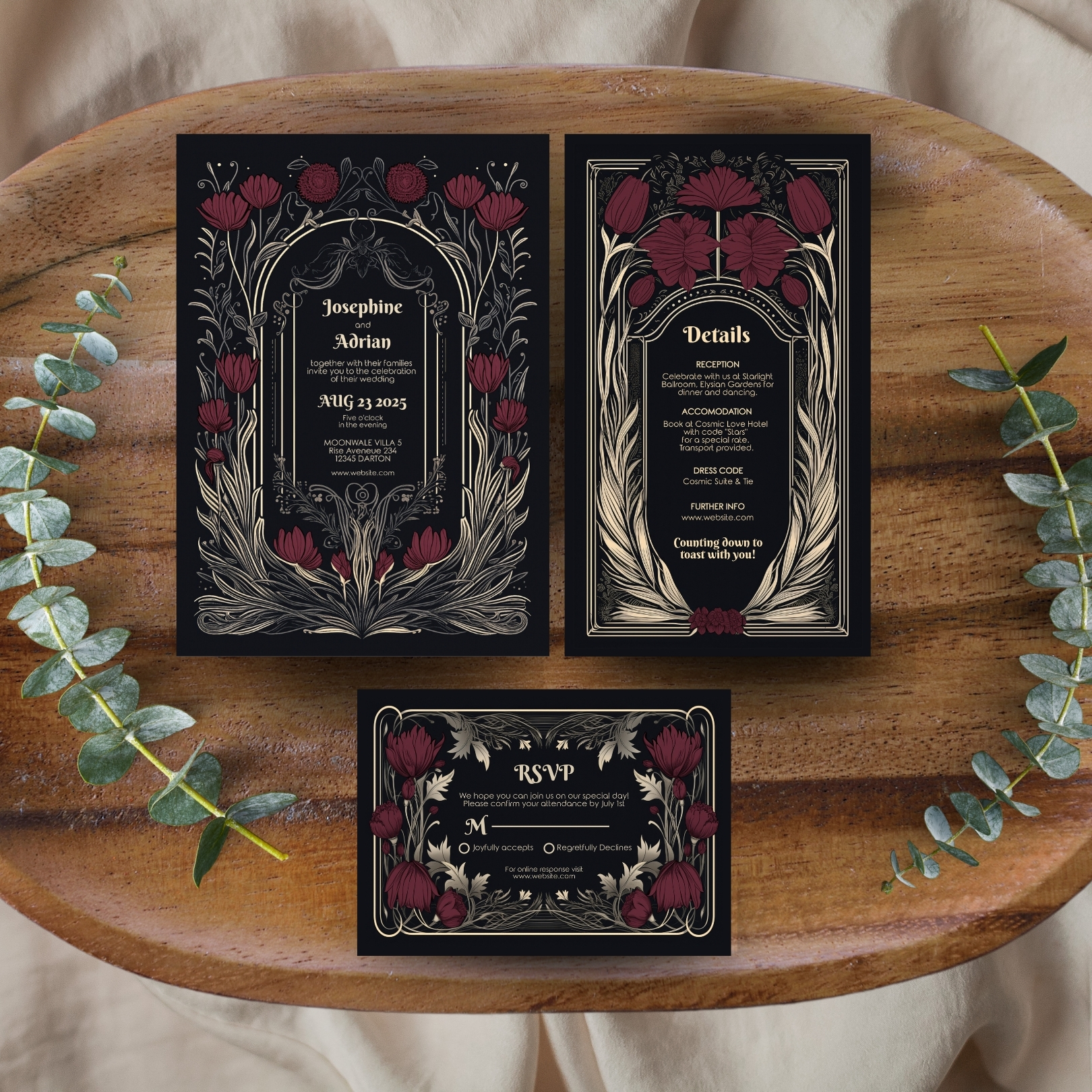 Botanical_Gothic_Burgundy_Set design preview