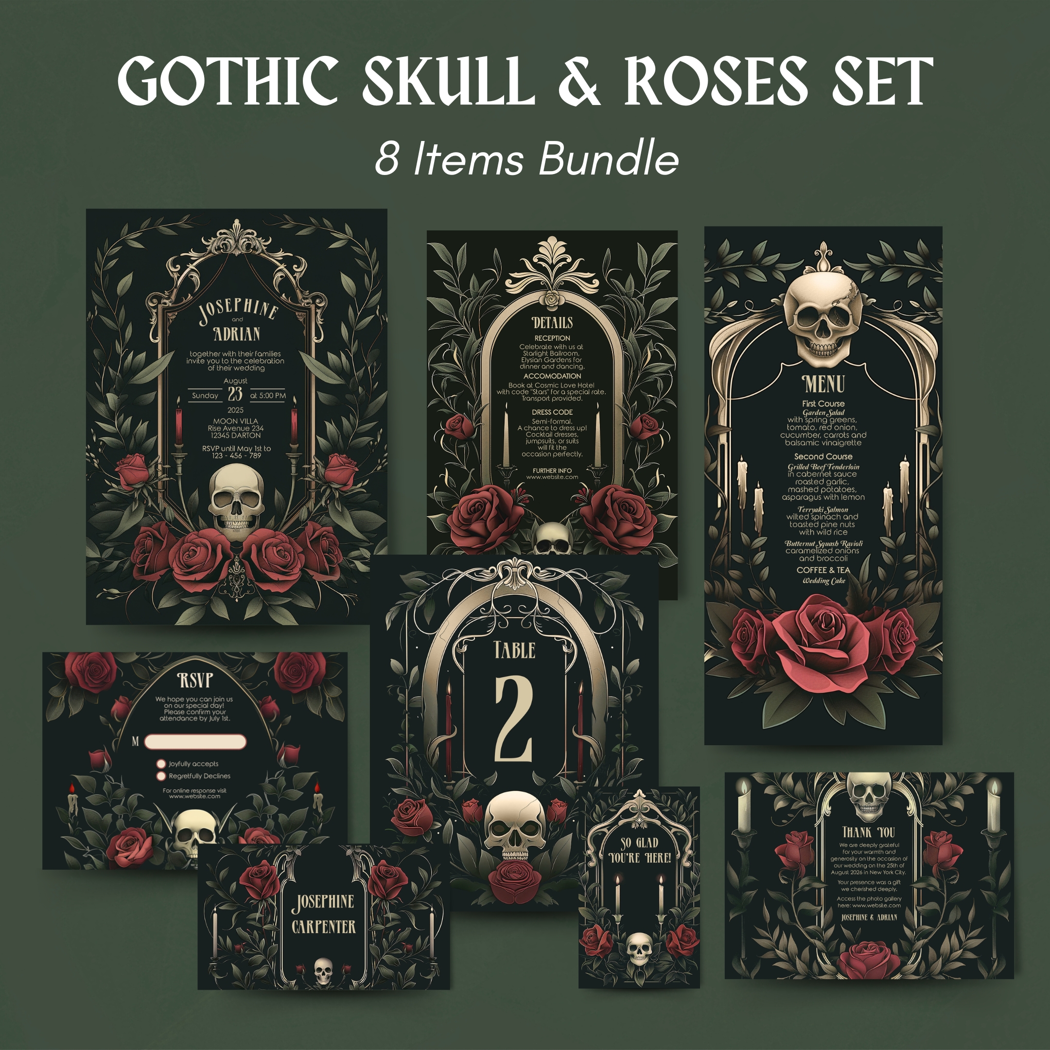 Set Gothic 68_Skull_8 Items design preview