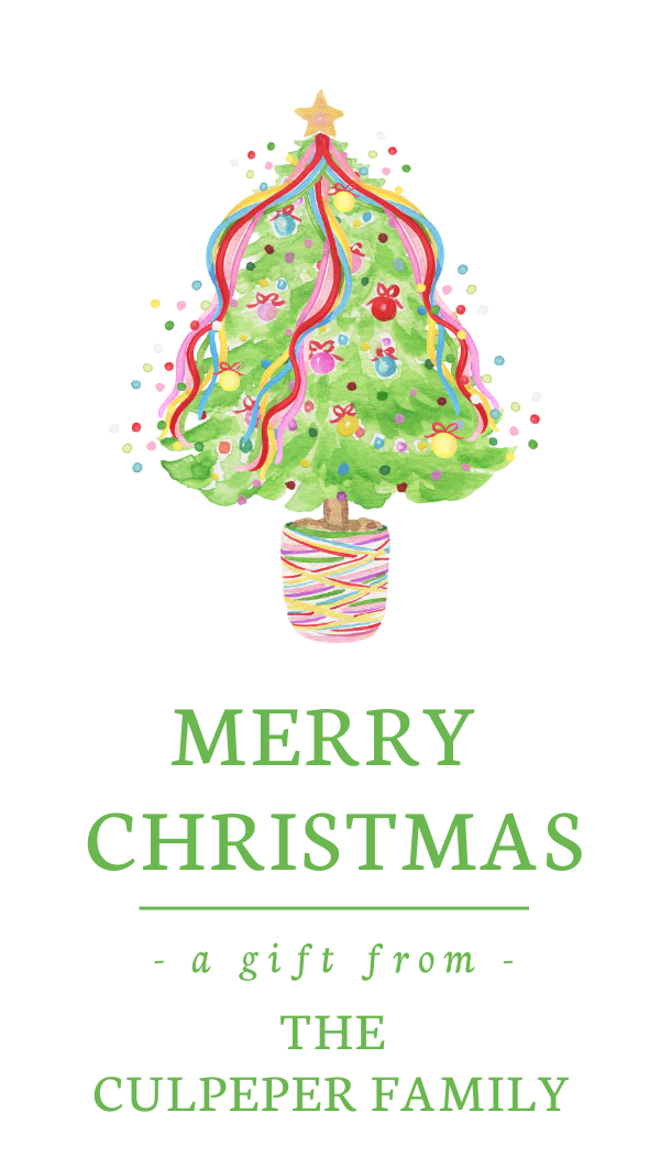 Christmas Gift Tag - Confetti Tree 2 x 3.5" design preview