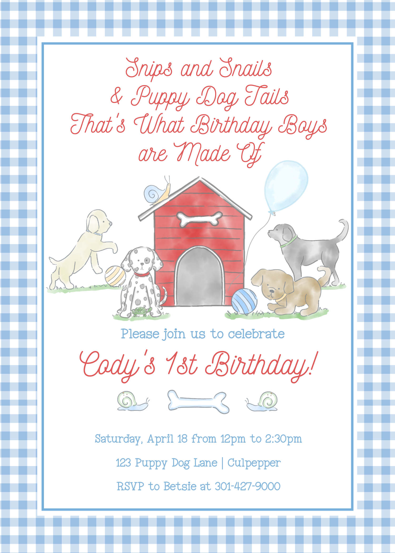 Birthday Invitation 2024 - Snips and Snails Puppy design preview
