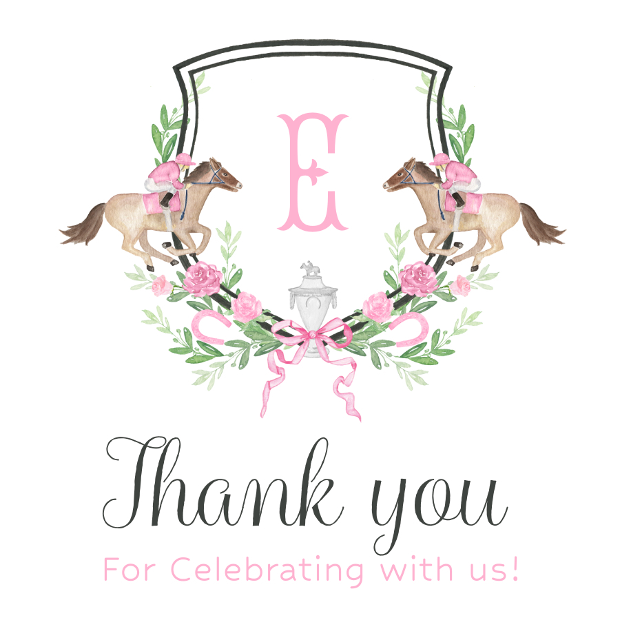 Kentucky Derby Pink - Thank you gift tag design preview