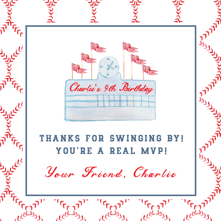 Baseball Birthday Thank You Tag - Rookie of the Year Printable design preview
