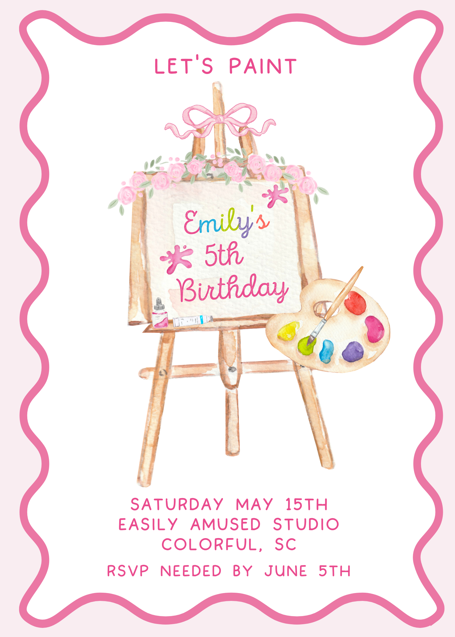 Let's Paint Birthday Invitation design preview