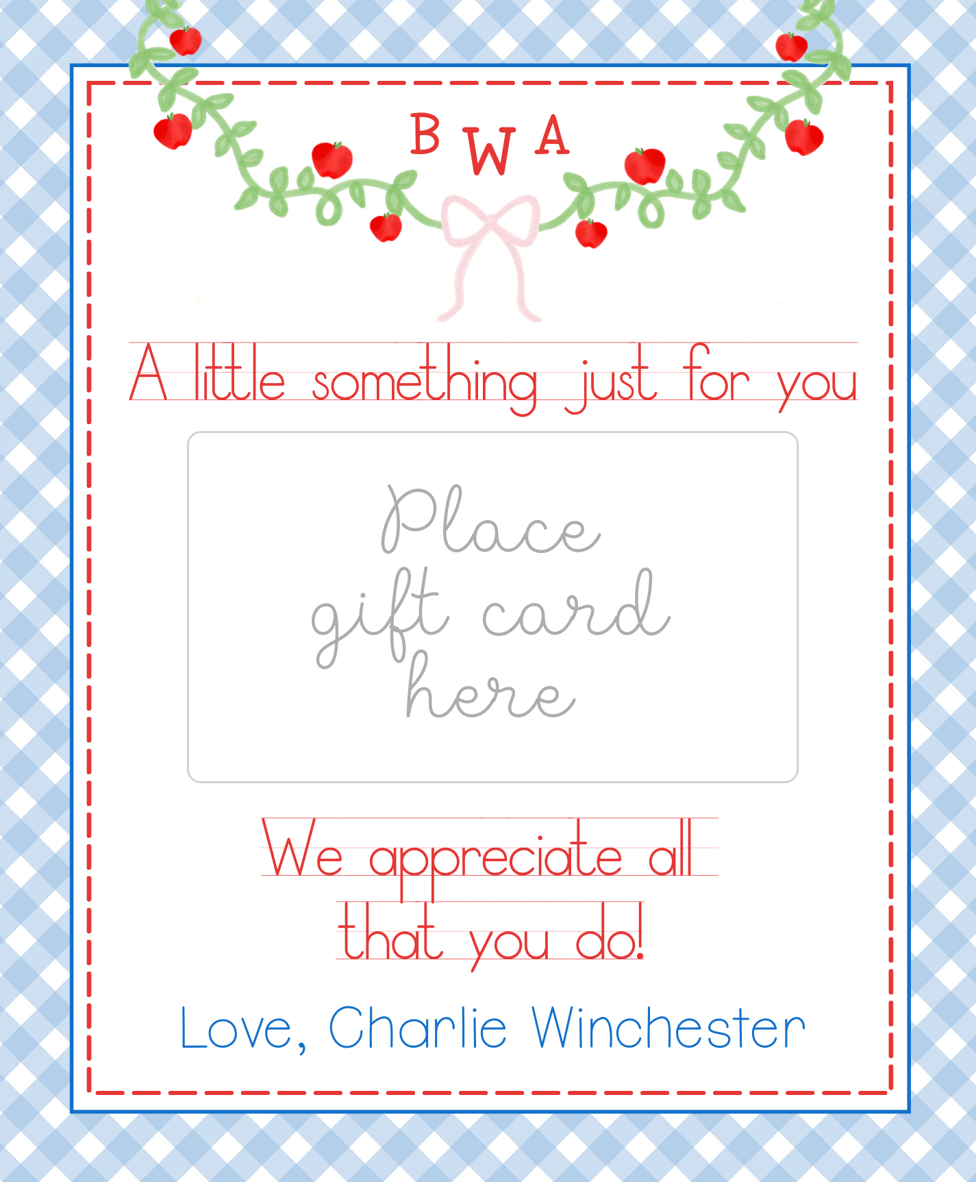 Something For You Teacher Appreciation Card design preview
