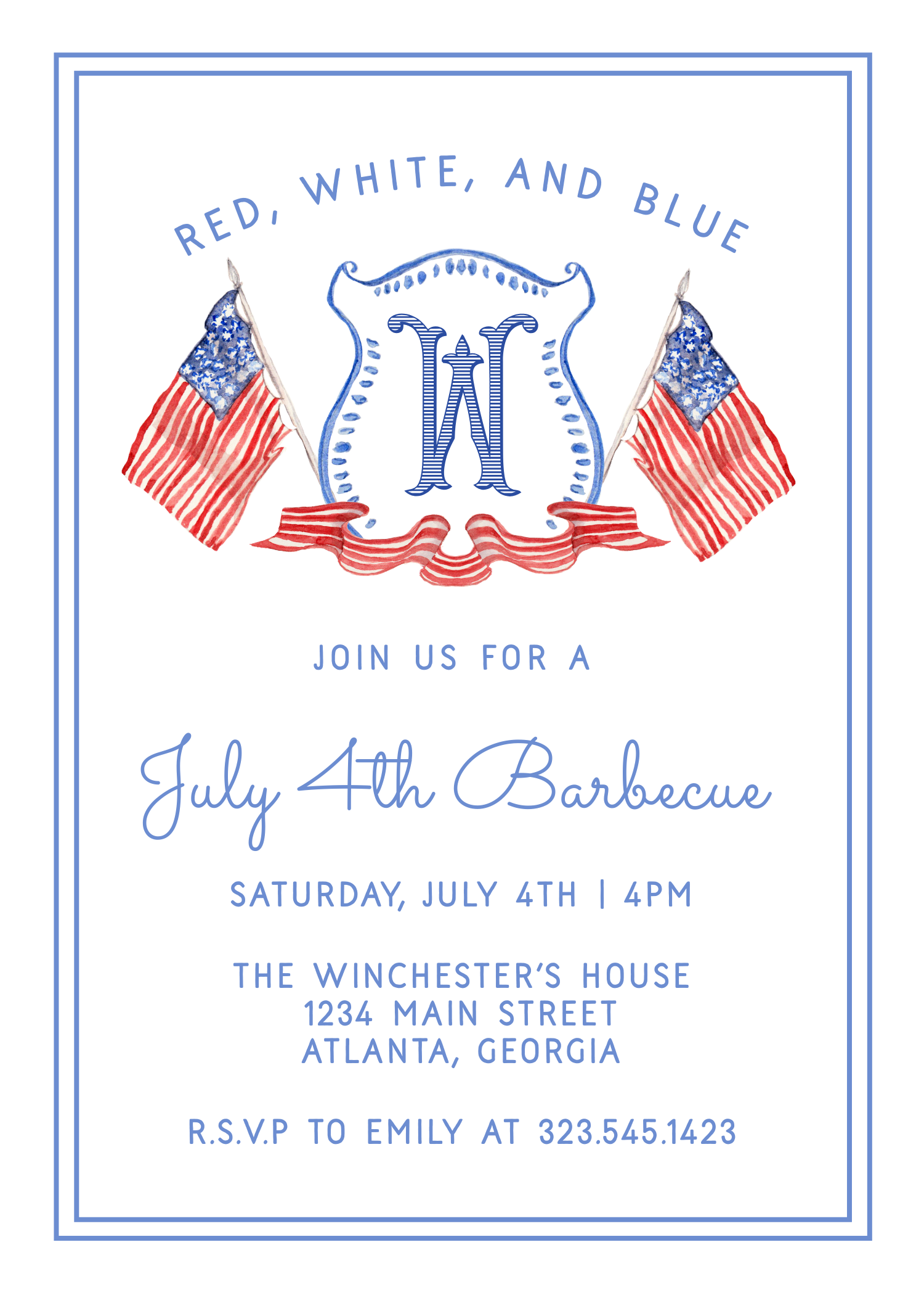 Fourth of July Invite 5x7 - LD design preview
