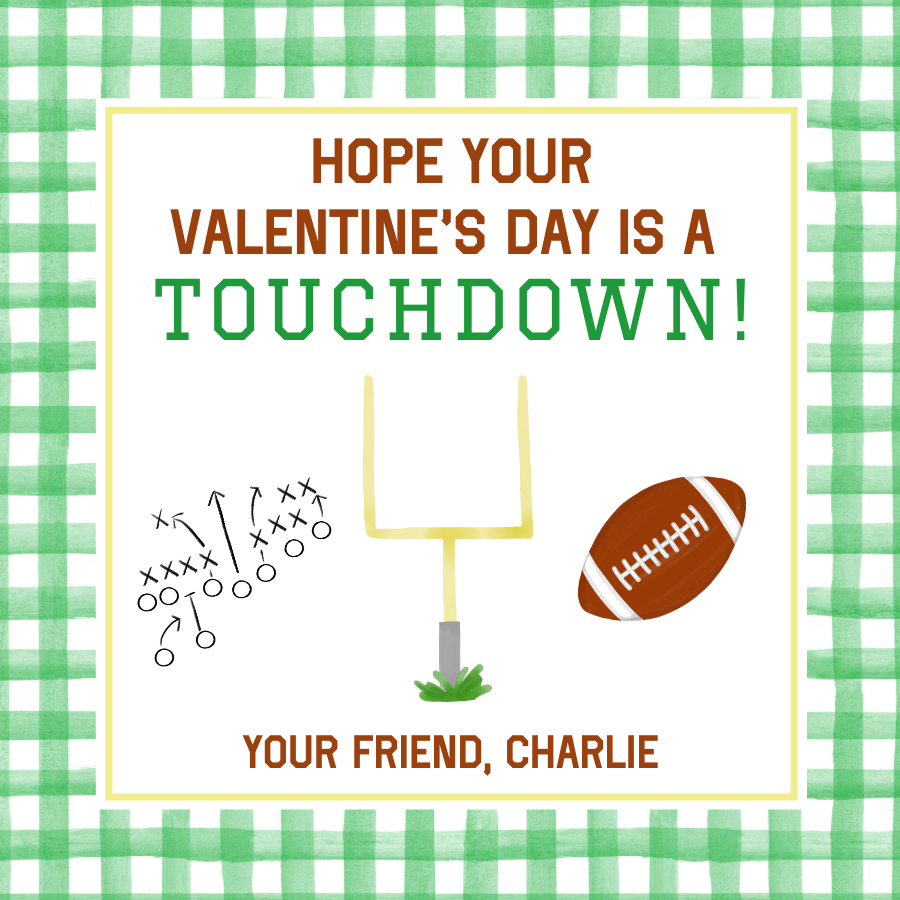 Valentine Tag 2026 - Green Football 3 X 3 in design preview