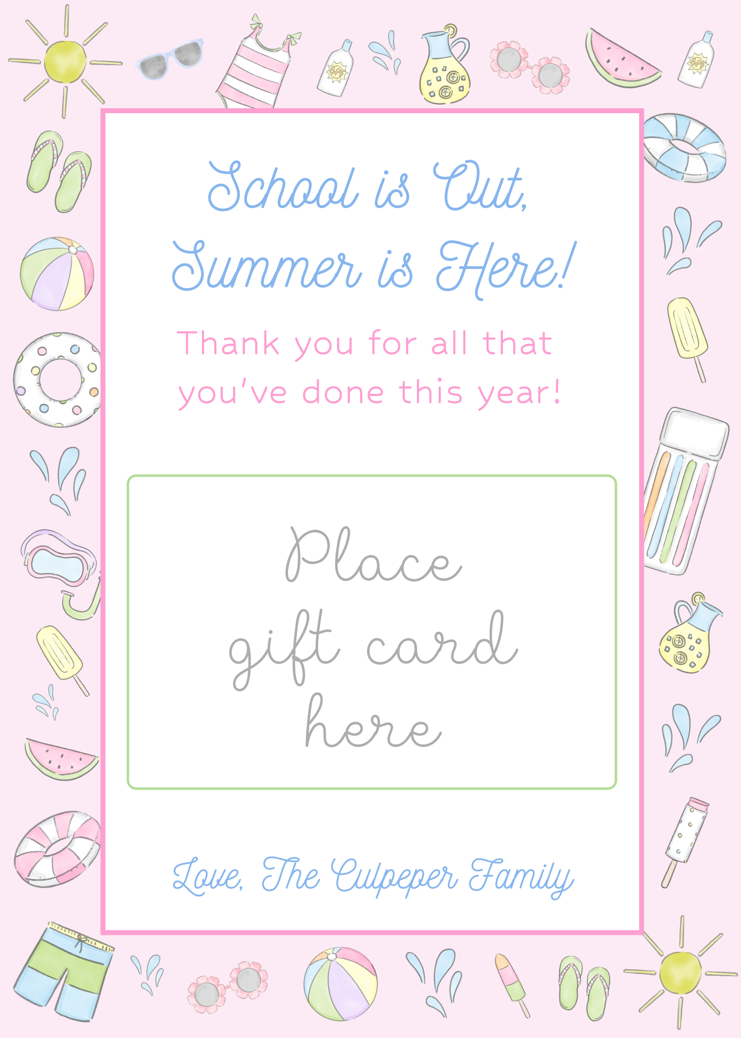 Teacher Gift Holder - Schools Out 2025 design preview