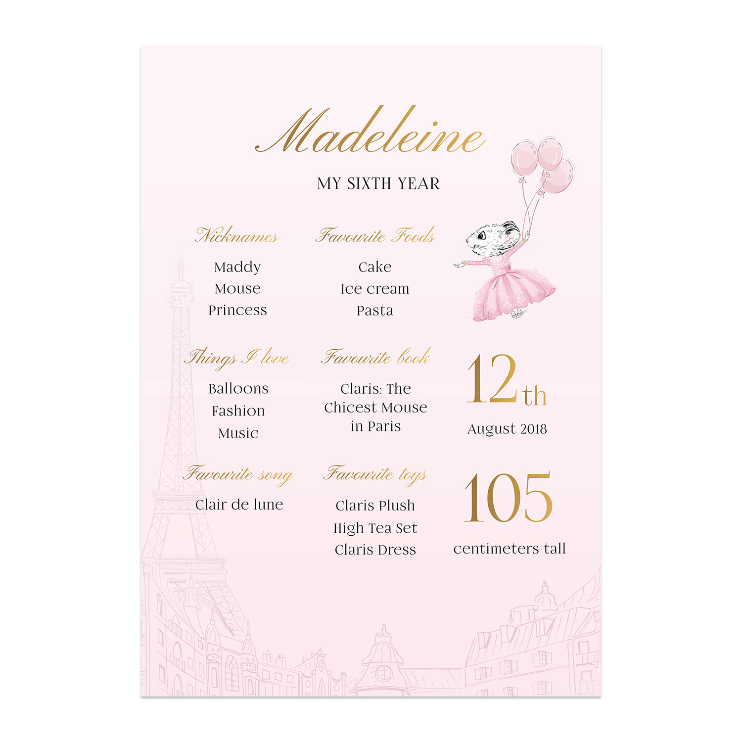Balloons Above Paris – Milestone Sign design preview