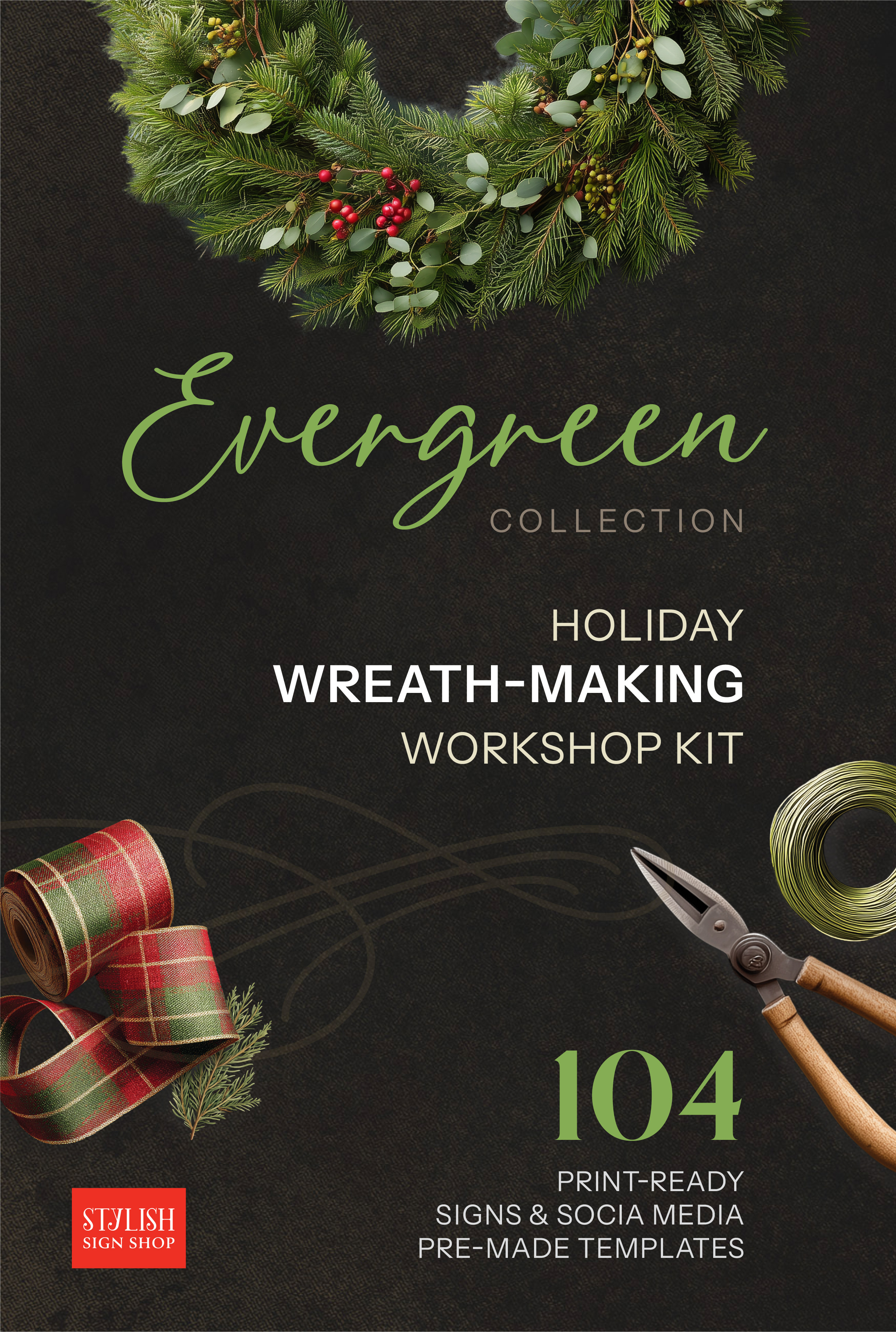 SS-0015 Evergreen Collection_Wreath-Making Workshop Signs design preview
