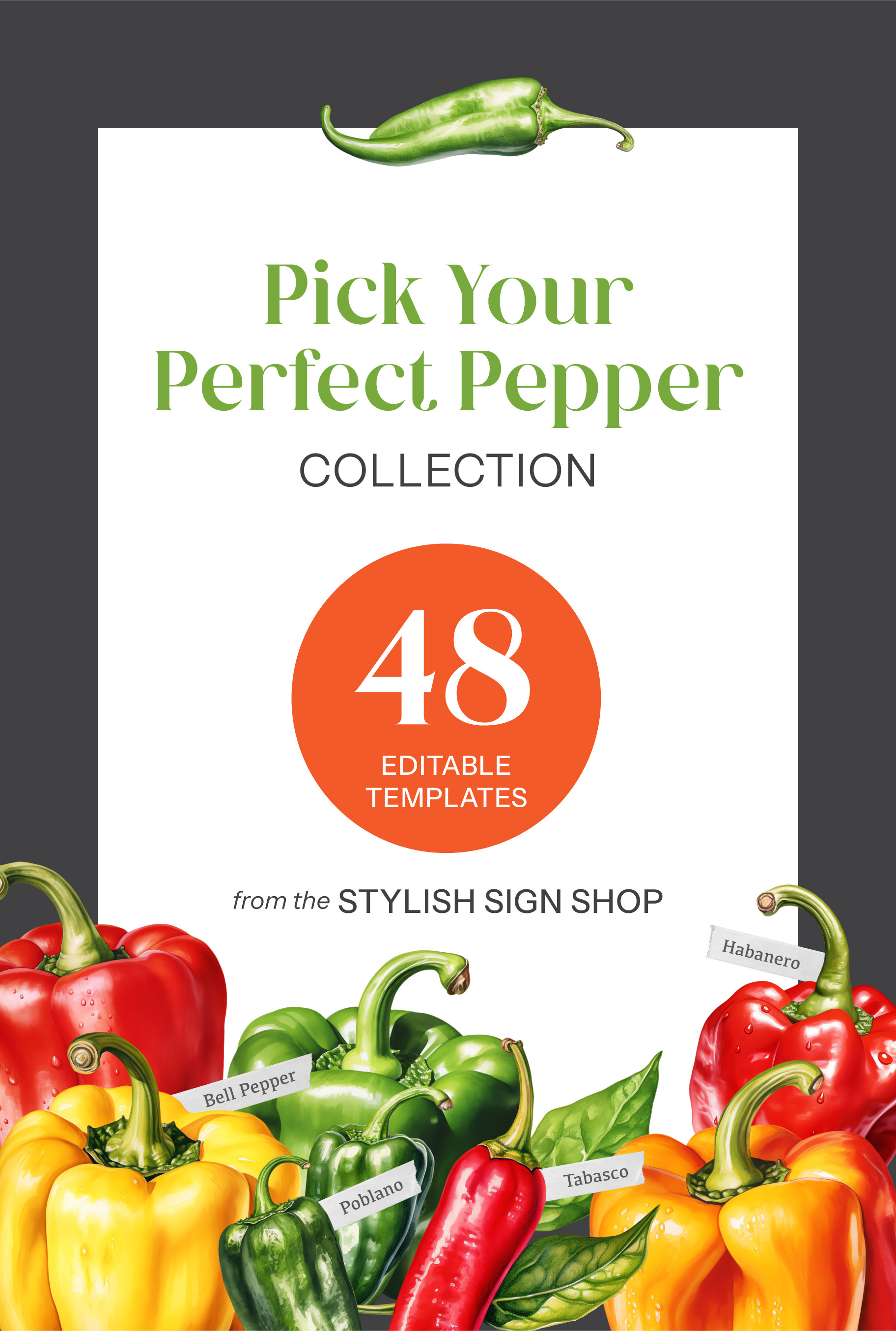 Pick Your Perfect Pepper Collection with Editable Templates design preview