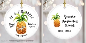 Pineapple Ornament w/Message backside: Pineapple Ornament