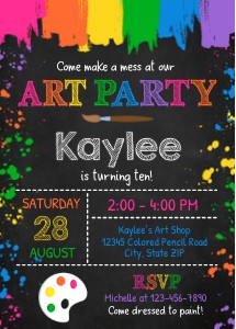 Pink Art Party Invitation: Pink Art Party Pack