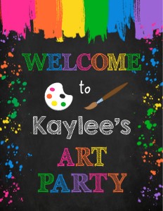 Pink Art Party Welcome Sign: Pink Art Party Pack