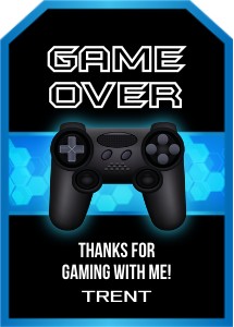 Blue Gaming Favor Tags: Blue Video Game Tags