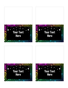 Disco Dance Tent Cards: Disco Dance Party Package