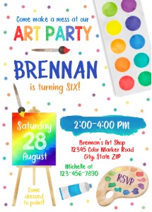 Watercolor Art Party Invitation - 5X7: Watercolor Art Party Invitation