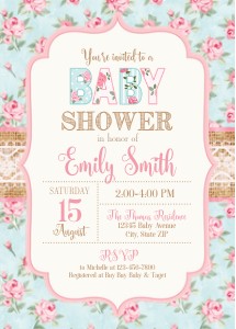 Shabby Chic Baby Shower Invitation - 5x7: Shabby Chic Baby Shower Invitation