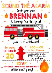 Fire Truck Invitation - White: Fire Truck Invitation - White