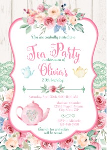 Floral Tea Party Invitation 5x7: Floral Tea Party Invitation