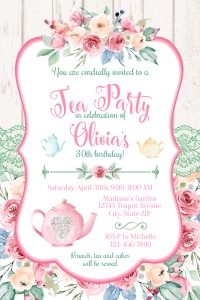 Floral Tea Party Invitation 4x6: Floral Tea Party Invitation