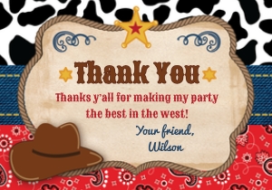 Western Thank You Card: Western Party Pack YeeHaaaa...!