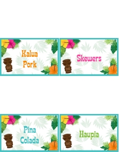 Luau Tent Cards 2: Luau Party Labels