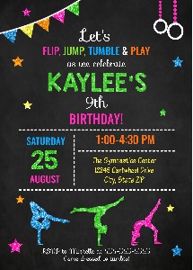 Chalkboard Gymnastics Invitation: Girls Chalkboard Gymnastics Invitation