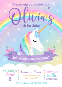 Unicorn Invitation - Digital: Magical Unicorn Birthday Invites - Custom 5x7 PDF Download