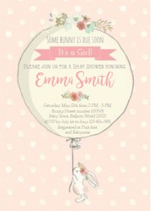 Bunny Baby Shower Invitation with Pink Polka Dots 2: Bunny Thank You Cards Baby Shower 3,5 x 5