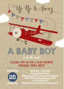 Airplane Baby Shower Invitation design preview