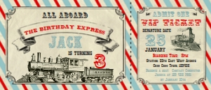 Train Ticket Invitation 7 x 3: Train Ticket Invitation