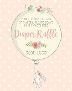 Bunny Baby Shower Diaper Raffle Sign 8 x 10: Bunny Thank You Cards Baby Shower 3,5 x 5