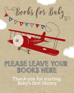 Airplane Books for Baby Sign 8 x 10: Airplane Baby Shower Printable Kit