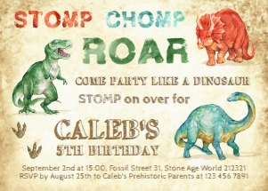 Dinosaur Vintage Invitation Landscape design preview
