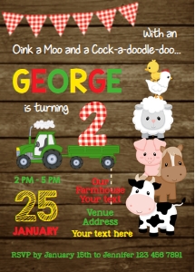 Farm Invitation with Wood Portrait design preview