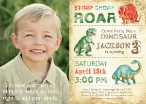DInosaur Vintage Photo Invitation design preview