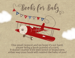 Airplane Baby Shower Books for Baby Cards: Airplane Baby Shower Printable Kit