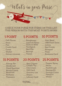 Airplane What's in your Purse: Airplane Baby Shower Printable Kit