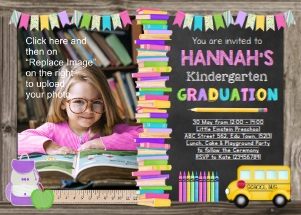 Kindergarten Graduation Photo Invitation Girls: Kindergarten Graduation Photo Invitation Girls
